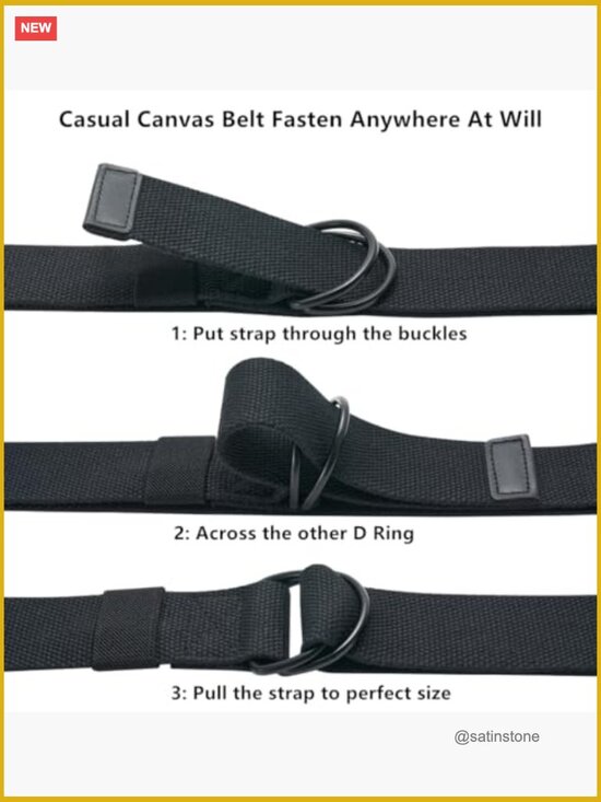 Canvas Web Belt with Zinc Alloy Double D-Ring Buckle - 8 Pack Adjustable main image 5